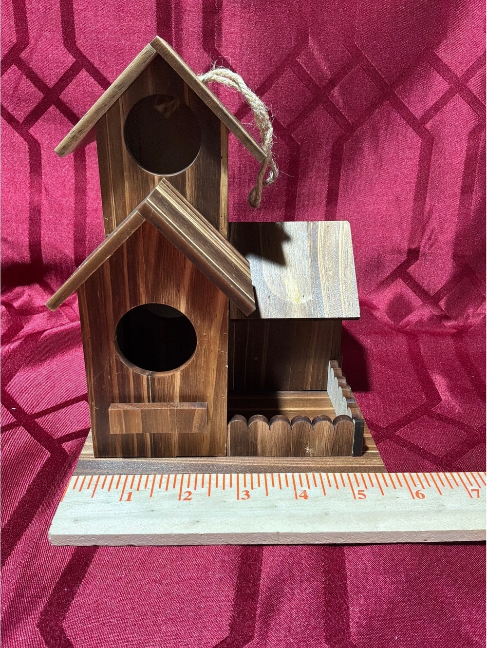 Wooden Double Tower Bird House Villa with Small Fence